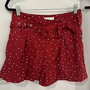 Moon river maroon polka dot shorts with belt